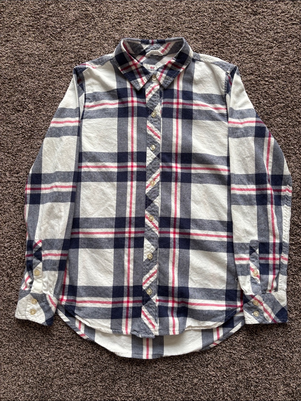 NWOT Women’s Vineyard Vines Classic White Navy Plaid Flannel